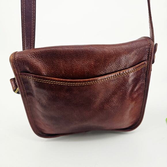 Vintage 80's David Dart Brown Pebbled Leather Crossbody Bag Purse Minimallist - Picture 5 of 16